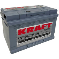 Автомобильный аккумулятор KRAFT Classic 75 R+ низк. (75 А·ч)
