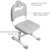 Парта Anatomica Avgusta + стул + выдвижной ящик + подставка (белый/серый)