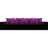 Диван Лига диванов Мэдисон Long 106166 (микровельвет, черный/фиолетовый)
