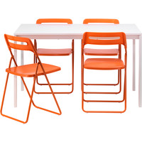 Обеденная группа Ikea Мельторп/Ниссе (белый/оранжевый) [890.128.01]