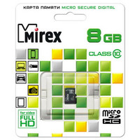 Карта памяти Mirex microSDHC (Class 10) 8GB (13612-MC10SD08)