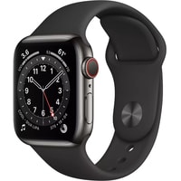 Умные часы Apple Watch Series 6 LTE 40 мм (сталь графитовый/черный спортивный)