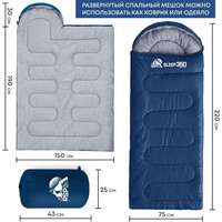 Спальный мешок RSP Outdoor Sleep 350 R (синий, 220x75см, молния справа)