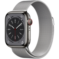 Умные часы Apple Watch Series 8 LTE 41 мм (корпус из нержавеющей стали, графит/миланский серебристый)