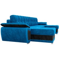 П-образный диван Лига диванов Нэстор 31529 (велюр, голубой/черный)