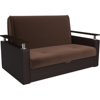 Диван Мебель-АРС Шарм 140 см (экокожа/микровелюр, темно-коричневый/коричневый)