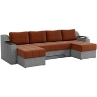П-образный диван Craftmebel Сенатор (п-образный, боннель, рогожка, коричневый/серый)