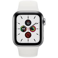 Умные часы Apple Watch Series 5 LTE 40 мм (сталь серебристый/белый спортивный)