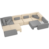 П-образный диван Mebelico Гермес-П 59321 (рогожка, серый/бежевый)