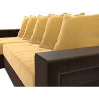 Угловой диван Лига диванов Дубай лайт левый (микровельвет желтый/коричневый)