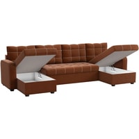 П-образный диван Craftmebel Ливерпуль П (бнп, рогожка, коричневый/бежевый)