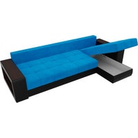Угловой диван Лига диванов Дубай 105807 (правый, велюр/экокожа, голубой/черный)