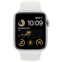Умные часы Apple Watch SE 2 44 мм (алюминиевый корпус, серебристый/белый, спортивные силиконовые ремешки S/M + M/L)