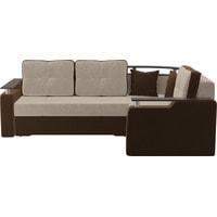 Угловой диван Лига диванов Комфорт 102593 (правый, микровельвет, бежевый/коричневый)