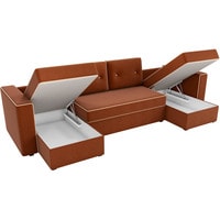 П-образный диван Лига диванов Принстон 31649 (рогожка, коричневый)