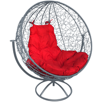 Кресло M-Group Круг вращающееся 11100306 (серый ротанг/красная подушка)