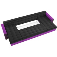 П-образный диван Craftmebel Венеция П (бнп, вельвет, черный/фиолетовый)