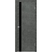 Межкомнатная дверь Юркас Stark ST12 ДО 80x200 (бетон темный/lacobel черный лак)