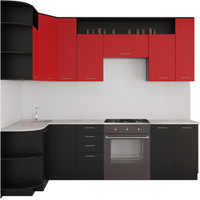 Готовая кухня Артём-Мебель Виола СН-114 без стекла ДСП 1.5x2.6 Левая (красный/черный)