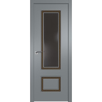 Межкомнатная дверь ProfilDoors 69SMK (кварц матовый, кожа toscana темная, золотая патина)
