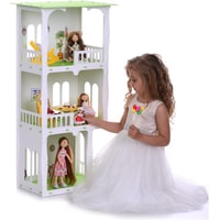 Кукольный домик Krasatoys Дом Жасмин с мебелью 000275 (белый/салатовый)