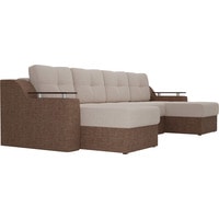 П-образный диван Лига диванов Сенатор 28924 (рогожка, бежевый/коричневый)