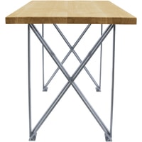 Кухонный стол Buro7 Призма 150 (классика, дуб натуральный/серебро)