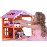 Кукольный домик Krasatoys Загородный дом Анжелика с мебелью 000254 (оранжевый/сиреневый)