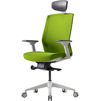 Кресло Bestuhl J1 White Pl с подголовником и подлокотником (зеленая сетка/зеленая ткань)