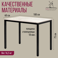 Кухонный стол Millwood Сеул Л 100x60x75 (дуб белый Craft/металл черный)