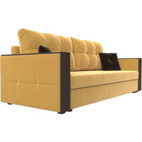 Диван Лига диванов Валенсия Лайт (микровельвет, желтый/подушки желтый/коричневый)