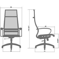 Кресло Metta SK-1-BK Комплект 7, Pl тр/сеч (пластиковые ролики, васильковый)