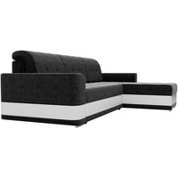 Угловой диван Mebelico Честер 61120 (правый, вельвет черный/экокожа белый)