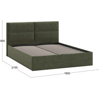 Кровать Трия Глосс универсальный тип 1 с ПМ 160x200 (микровелюр Jercy Deep Green)