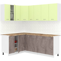 Готовая кухня Кортекс-мебель Корнелия Лира 1.5x2.1 (салатовый/оникс/мадрид)