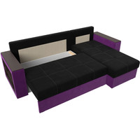 Угловой диван Лига диванов Дубай лайт правый 114181 (микровельвет черный/фиолетовый)