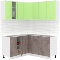 Готовая кухня Кортекс-мебель Корнелия Лира 1.5x1.7 Без столешницы (зеленый/оникс)