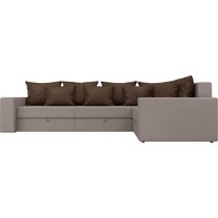 Угловой диван Лига диванов Мэдисон Long 28853 (правый, рогожка, бежевый/коричневый)