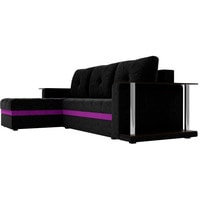 Угловой диван Craftmebel Атланта М угловой 2 стола (боннель, левый, черный вельвет)