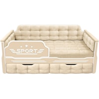 Кровать Настоящая мебель Спорт 180x80 (вельвет, бежевый)