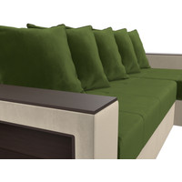 Угловой диван Лига диванов Дубай лайт правый 114177 (микровельвет зеленый/бежевый)