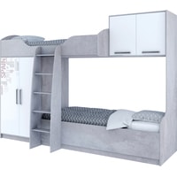 Двухъярусная кровать SV-Мебель МС Грей 89274 (цемент светлый/белый с фотопечатью)