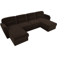 П-образный диван Лига диванов Бостон 109504 (микровельвет, коричневый)