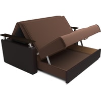 Диван Мебель-АРС Шарм 120 см (экокожа/микровелюр, темно-коричневый/коричневый)