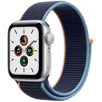 Умные часы Apple Watch SE 40 мм (алюминий серебристый/синий нейлон)