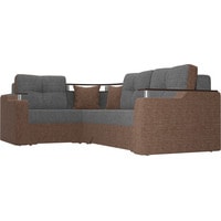 Угловой диван Лига диванов Комфорт 102598 (левый, рогожка, серый/коричневый)