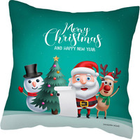 Чехол на подушку Samsara Home Дед мороз, снеговик, олень 4040Нг-3 (зеленый)