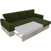 Угловой диван Лига диванов Морган 105450 (правый, микровельвет, зеленый/бежевый)