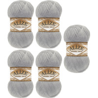 Набор пряжи для вязания Alize Angora Gold 21 (550 м, серый, 5 мотков)