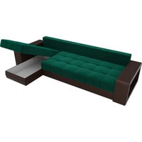 Угловой диван Лига диванов Дубай 105802 (левый, велюр/экокожа, зеленый/коричневый)